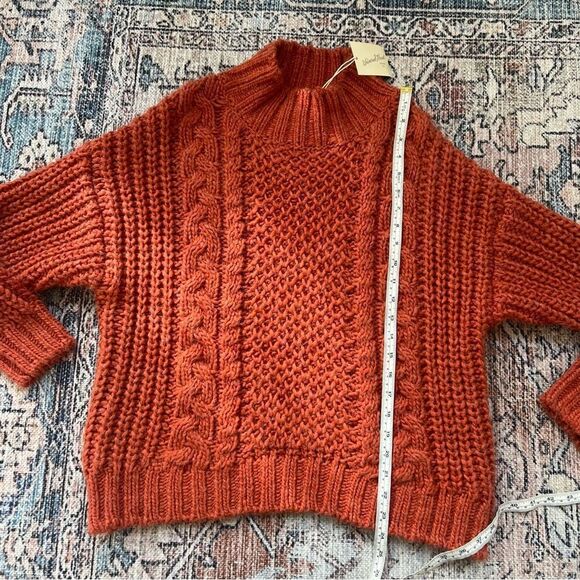 NWT Universal Thread Rust Chunky Cable Knit Mock Turtleneck Pullover Sweater M - Picture 9 of 9